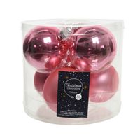 6x stuks glazen kerstballen lippenstift roze 8 cm mat/glans - thumbnail