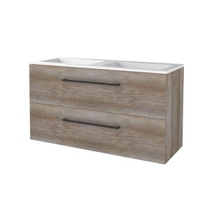 Badmeubelset BWS Salt 120x46cm Met Grepen 2 Lades Met Wastafel Scotch Oak