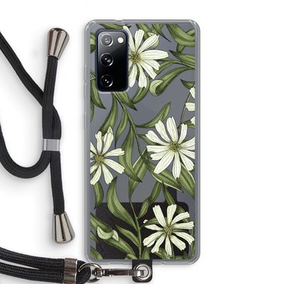 Wit bloemenpatroon: Samsung Galaxy S20 FE / S20 FE 5G Transparant Hoesje met koord