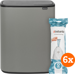 Brabantia Bo Touch Bin 2 x 30 Liter Mineral Concrete Grey + Vuilniszakken (120 stuks)