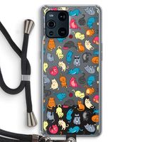 Kleurrijke katten: Oppo Find X3 Pro Transparant Hoesje met koord