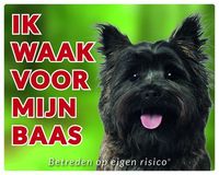 Cairn Terrier Waakbord - Ik waak voor mijn baas Bruin - thumbnail