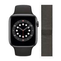 Apple Watch Series 6 44mm Space Gray Aluminium Zwarte Sportband + Milanees Grafiet - thumbnail