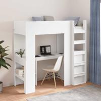 Loft Bedframe met Bureau Wit 75 x 190 cm Bewerkt hout