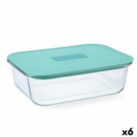 Hermetische Lunchtrommel Luminarc Joy Blauw Glas 1,5 L (6 Stuks)