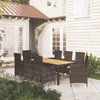 9-delige Tuinset met kussens poly rattan zwart