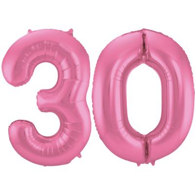 Folat Verjaardag Leeftijd folieballon - 30 jaar - roze - 86 cm - cijferballon groot