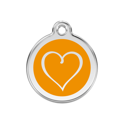 Tribal Heart Orange roestvrijstalen hondenpenning medium/gemiddeld dia. 3 cm - Reddingo