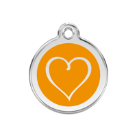 Tribal Heart Orange roestvrijstalen hondenpenning medium/gemiddeld dia. 3 cm - Reddingo