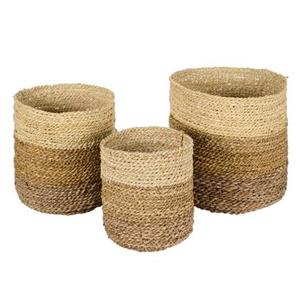 Mand (set Van 3) Timor Hout - Naturel Natuurlijk Materiaal