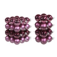 52x stuks glazen kerstballen cherry roze (heather) 6 en 8 cm mat/glans