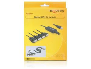 Delock 61887 Adapter USB 2.0 Type-A male > 4 x Serieel RS-232 DB9 male