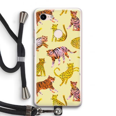 Cute Tigers and Leopards: Pixel 3 Transparant Hoesje met koord