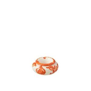 J-Line Ashtray Granada Ceramic White|Orange Small