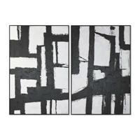 Schilderij Home ESPRIT Wit Zwart Abstract 123 x 4,3 x 183 cm (2 Stuks)