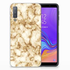 Samsung Galaxy A7 (2018) TPU Siliconen Hoesje Marmer Goud