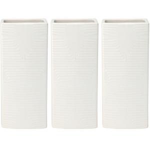 Waterverdamper radiator - 3x - ivoor wit - met relief - kunststeen - 18 cm - luchtbevochtiger