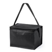 Koeltas - klein - lunch / blikjes - zwart - 21 x 15 x 15 cm - draagriem - 4 liter inhoud