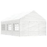Prieel met dak 6,69x4,08x3,22 m polyetheen wit