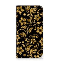 iPhone 15 Pro Smart Cover Gouden Bloemen - thumbnail