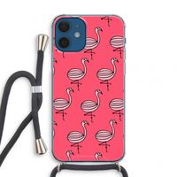 Flamingo: iPhone 12 mini Transparant Hoesje met koord
