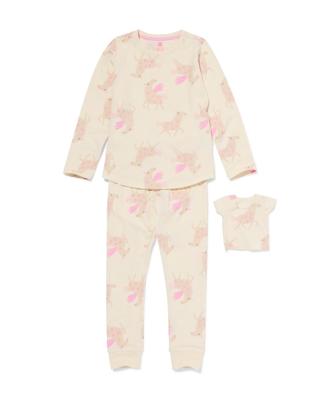 HEMA Kinderpyjama met poppenpyjama eenhoorn gebroken wit (gebroken wit)