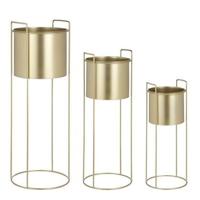 Mica Decorations Favani Bloempot op Standaard - Set van 3 - Goud - thumbnail