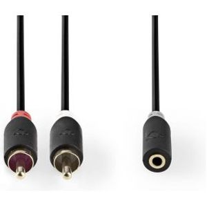 Stereo audiokabel | 2x RCA male - 3,5 mm female | 0,2 m | Antraciet [CABW22255AT02]
