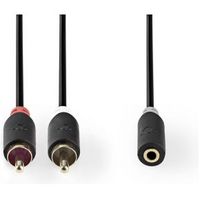 Stereo audiokabel | 2x RCA male - 3,5 mm female | 0,2 m | Antraciet [CABW22255AT02] - thumbnail
