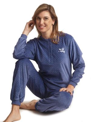Cocodream dames pyjama velours - My Bed is calling - Warme winter pyjama