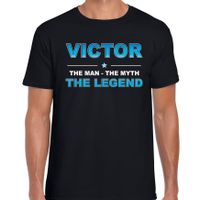 Naam cadeau t-shirt Victor - the legend zwart voor heren - thumbnail