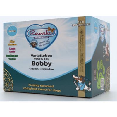 Renske Variatiebox Bobby Graanvrij vers gestoomd natvoer hond (kuip) 1 tray (12 x 395 g)