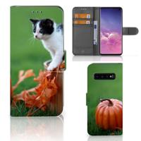Samsung Galaxy S10 | Telefoonhoesje | Met pasjeshouder | Kitten