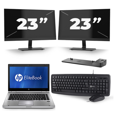HP EliteBook 8470p - Intel Core i5-3e Generatie - 14 inch - 8GB RAM - 256GB SSD - Windows 10 + 2x 23 inch Monitor HP EliteBook 8470p - Intel Core i5-3e Generatie - 14 inch - 8GB RAM - 256GB SSD - Windows 10 + 2x 23 inch Monitor