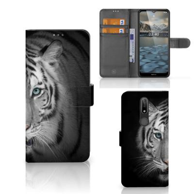 Nokia 2.4 | Telefoonhoesje | Met pasjeshouder | Tijger