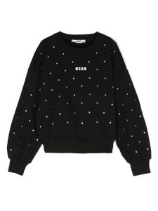 MSGM Kids sweat à ornements en cristal - Noir