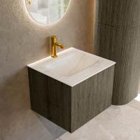 Badmeubel Mondiaz Kurve-Dlux | 50 cm cm | Meubelkleur Shadow | Wastafelkleur Ostra | Solid surface | Wasbak midden spoelbak | 1 kraangat