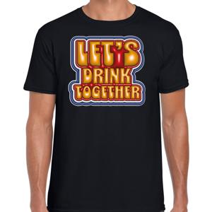 Koningsdag verkleed T-shirt voor heren - let's drink together - zwart - feestkleding