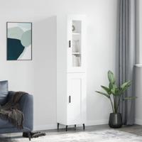 Hoge kast 34,5x34x180 cm bewerkt hout wit