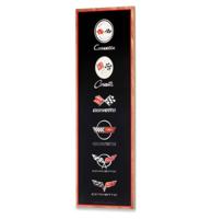 Chevrolet Corvette Logo Evolution Verticale Houten Wanddecoratie 62 x 22,5 cm