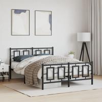 Bedframe met hoofd- en voeteneinde metaal zwart 135x190 cm
