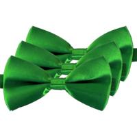 Carnaval verkleed vlinderstrikje - 3x - groen - 12 cm - voor dames/heren - strikken - kleding