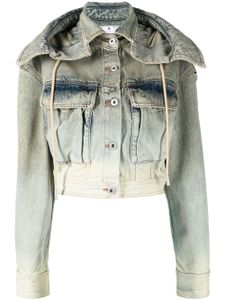 Off-White veste en jean à capuche - Vert