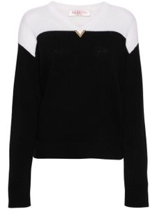 Valentino Garavani pull en laine vierge à plaque v - Noir