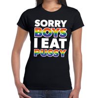 Sorry boys i eat pussy gay pride t-shirt zwart voor dames - thumbnail