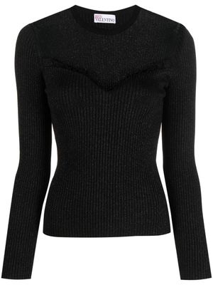 RED Valentino haut à encolure en plumetis - Noir
