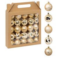 Gedecoreerde kerstballen - 25x stuks - 6 cm - goud - kunststof Gedecoreerde kerstballen - 25x stuks - 6 cm - goud - kunststof