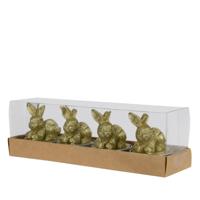 Theelicht konijn set a 4 H6cm goud