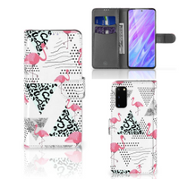 Samsung Galaxy S20 Telefoonhoesje met Pasjes Flamingo Triangle