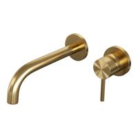 BRAUER Stripe Inbouw Wastafelmengkraan - gebogen uitloop en rozetten - model A1 - goud geborsteld PVD 5-GG-328 BRAUER Stripe Inbouw Wastafelmengkraan - gebogen uitloop en rozetten - model A1 - goud geborsteld PVD 5-GG-328